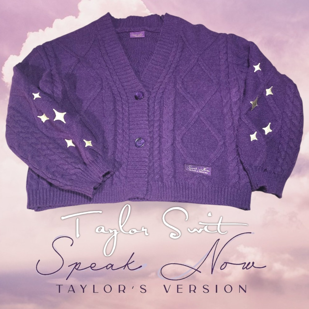 Speak Now Taylor's Version Cardigan Official Merch Deep Purple Gold XL/2XL